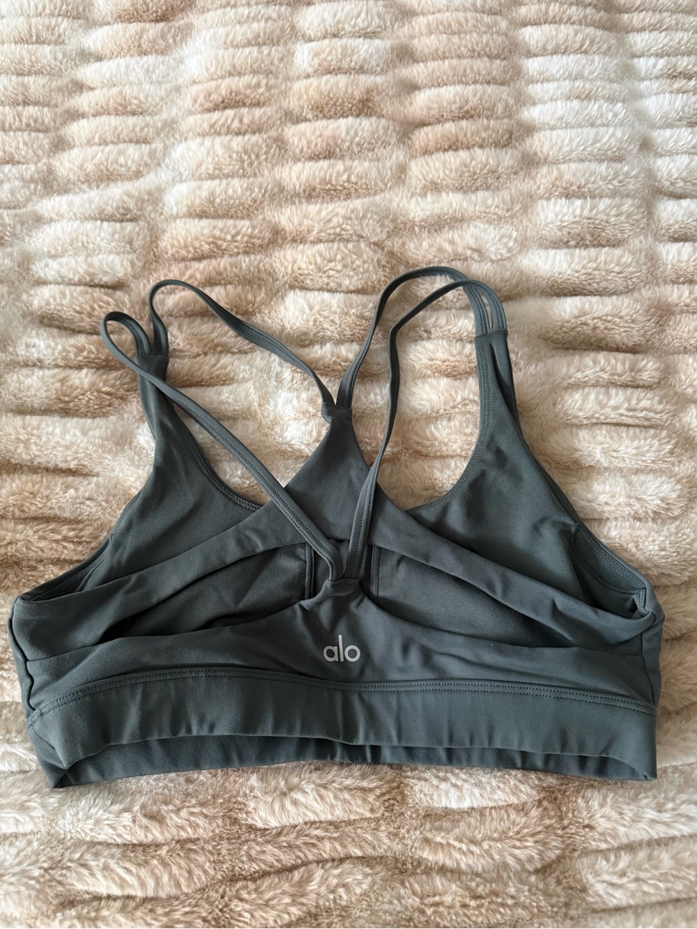 ALO Yoga Hunter Green Strappy Sports Bra
